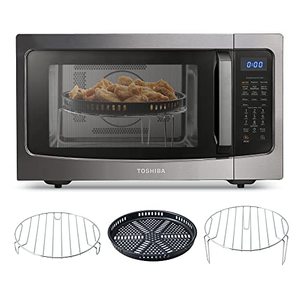 lot 47045 image: Toshiba 4-in-1 ML-EC42P(BS) Countertop Microwave Oven, Smart Sensor, Convection, Air Fryer Combo, Mute Function, Position Memory 13.6 Turntable, 1.5 Cu Ft, 1000W, Black-Retail-$254.99