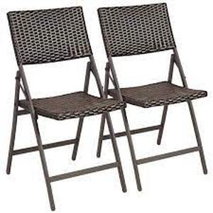 lot 47014 image: Costway Set of 2 Folding Patio Rattan Portable Dining Chairs-Retail-$139.00