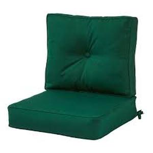lot 47017 image: Welted Outdoor Seat Cushion - Green - Set of 2