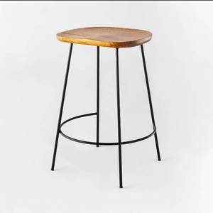 lot 2501 image: Threshold Metal Base Counter Height Barstool with Wood Seat