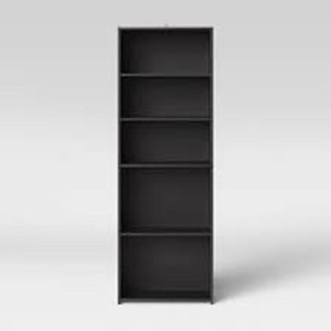 lot 2517 image: 5-Shelf Bookcase Black Finish - Room Essentials