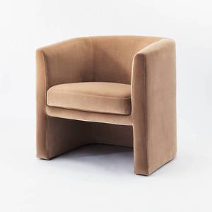 lot 5523 image: Vernon Upholstered Barrel Accent Chair Light Brown Velvet