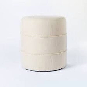 lot 5550 image: Catalina Mudcloth Round Ottoman Cream