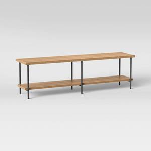 lot 7550 image: Wood and Metal TV Stand for TVs up to 60 Inches - Room Essentials