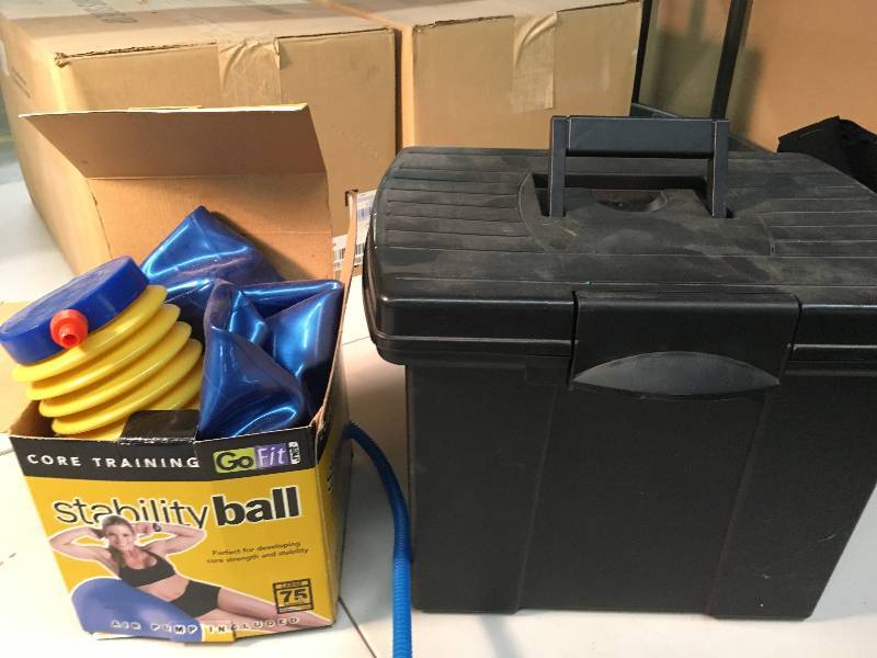 lot 6100 image: File box and stablity ball