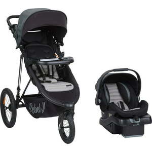 lot 1427 image: Monbebe Rebel II Travel System Gray and Black Pinstripe