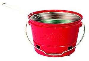 lot 1500 image: Tex Sport Portable Barbecue BBQ Bucket Grill Red
