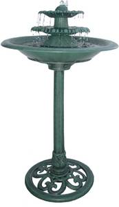 lot 1506 image: Alpine Corporation 3-Tier Outdoor Vintage Pedestal Fountain Bird Bath Molded Polyresin Green