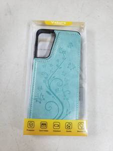 lot 2114 image: Vaburs Teal Floral Galaxy S2 Card Holder Phone Case