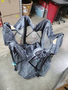lot 2132 image: Hiccapop Gray Fold Out Play Pen With Sun Canopy
