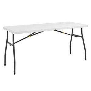 lot 2182 image: Living and More 5ft Half Folding Table, Portable Tables for Dining Parties Card Picnic Camping, White