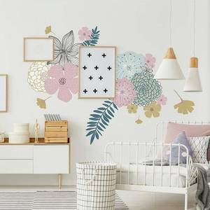 lot 3002 image: Perennial Blooms Peel and Stick Giant Wall Decals 2 Pack