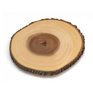 lot 5203 image: Lipper International Handcrafted Large Acacia Tree Bark Footed Server Platter