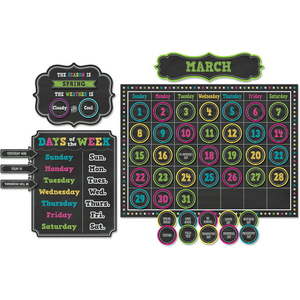lot 5222 image: Chalkboard Brights Calendar Bulletin Board Display Set