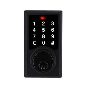 lot 3042 image: Defiant Square Matte Black Electronic Single Cylinder Touchpad Deadbolt
