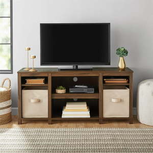 lot 1456 image: Mainstays Parsons TV Stand for TVs up to 50 Canyon Walnut