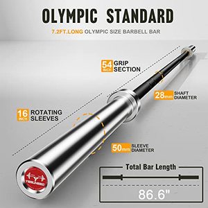 lot 2102 image: Olympic Barbell Bar 7ft-700LB for Weightlifting Powerlifting Chrome Barbell for Squats, Dead-Lifts, Presses, Rows and Curls