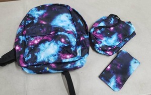 lot 2107 image: 3 Piece Galaxy Pattern Backpack Set