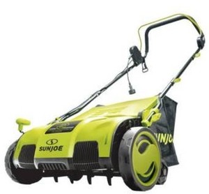 lot 1433 image: Sun Joe Electric Walk Behind Push Lawn Dethatcher - Scarifier W Collection Bag