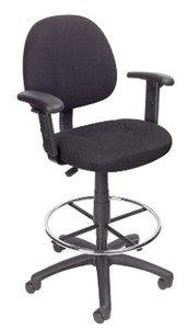lot 1462 image: Boss Office Products Multi Function LeatherPlus Drafting Stool With Adjustable Arms Black&nbsp(stock photo approximate)