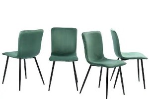 lot 1508 image: Homycasa Set of 4 Dining Chairs Upholstered Textured Green Fabric
