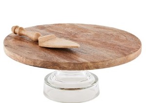 lot 2130 image: Mudpie 12 Wood Glass Cake Stand Set