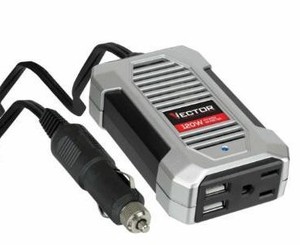 lot 5227 image: Vector 120 Watt Power Inverter, 12V DC, 120V AC, Dual USB Charging Ports