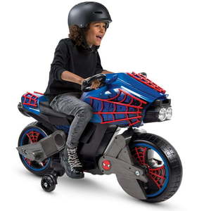 lot 1722 image: Marvel Spider-Man 6V Battery Powered Motorcycle Ride-on Toy for Boys by Huffy Ages 3-7