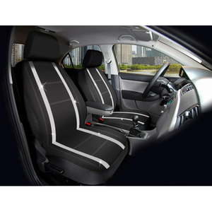 lot 5433 image: Auto Drive 2 Piece Checker Diamond Front Car Seat Cover Premium Leather Black 2102SC035