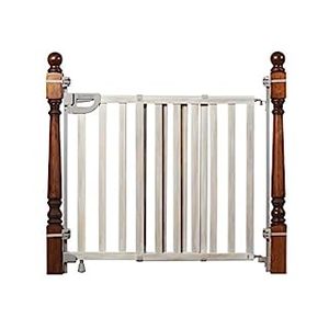 lot 2369 image: Summer Infant Banister & Stair Safety Gate with Extra Wide Door, Wood, 33 - 46, Birch Stain with Gray Accents (B07WG3XD3J)