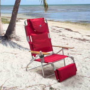 lot 2377 image: Deluxe Padded Ostrich Sport 3-N-1 Beach Chair, Red