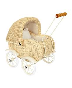 lot 2383 image: Small Foot Toys Baby Doll Classic Wicker Pram