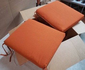 lot 2340 image: Set Of 2 18x16 Seat Cushions, Dark Orange