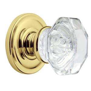 lot 2343 image: Baldwin 5080.030.PRIV Filmore Crystal and Polished Brass Bed-Bath Knob