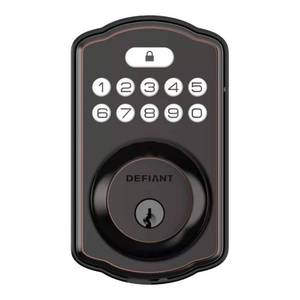 lot 2348 image: Defiant Single Cylinder Castle Electronic Keypad Deadbolt Aged Bronze