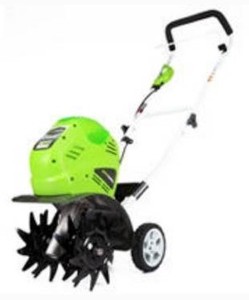 lot 1710 image: Greenworks 10-Inch 40V Cordless Cultivator, Battery Not Included 27062A