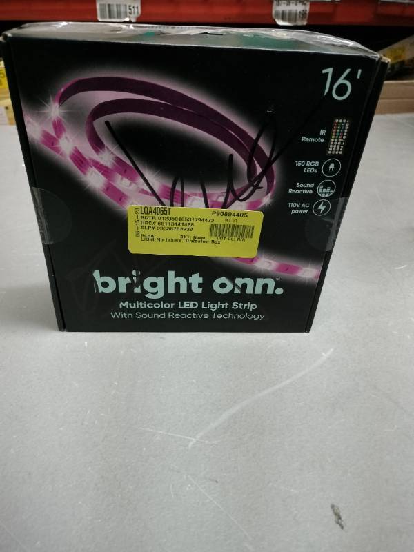 onn. Multicolor LED Light Strip with Sound Reactive Technology 16