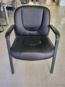 lot 15640 image: Black Faux Leather Armed Waiting Room Chair