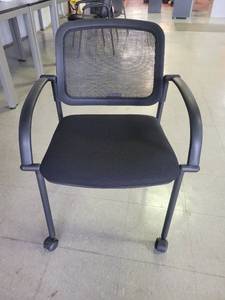 lot 15643 image: Black Armed Rolling Chair W a Mesh Back