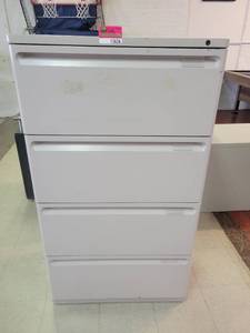 lot 15656 image: Light Gray 4-Drawer Lateral Filing Cabinet