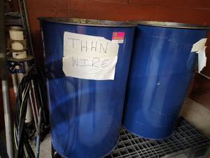 lot 47024 image: lot of 2 Metal Barrels W Wire and More