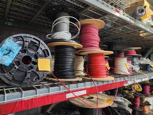 lot 47029 image: Lot of Approximately 30 Assorted Spools of Wire Cable, 10 AWG XLPE, THHN 8 AWG, THWN 8 AWG, and More
