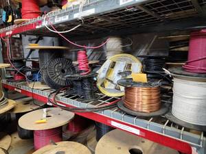 lot 47030 image: Contents of Shelf Including, #8 Bare Copper, 8 AWG THHN, 10AWG XLP, Copper Building Wire And More