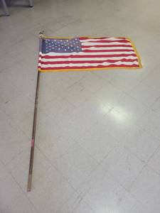 lot 15644 image: American Flag W an 8ft 8in Wooden Pole