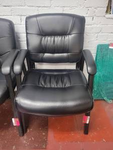 lot 15695 image: Black Faux Leather Waiting Room Chair