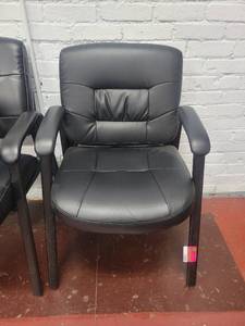 lot 15696 image: Black Faux Leather Waiting Room Chair