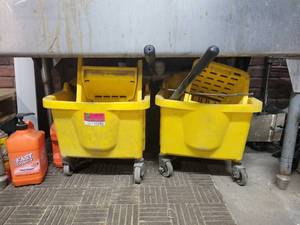 lot 15793 image: Lot of 2 Rubbermaid Mop Buckets