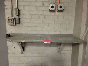 lot 15719 image: 44in Wall-Mount Gray Metal Shelf