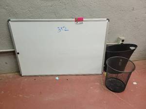 lot 15750 image: 3ft Whiteboard and 2 Small Trash Bins