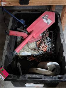 lot 47075 image: Tote of Assorted Chains and Tools